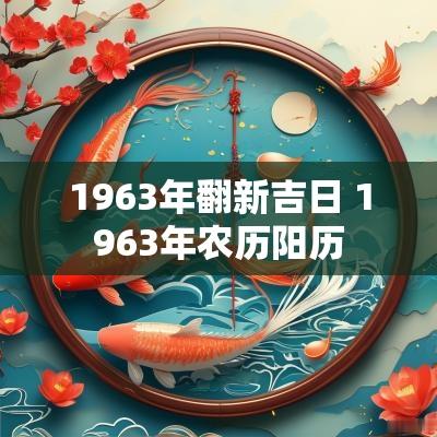 1963年翻新吉日 1963年农历阳历