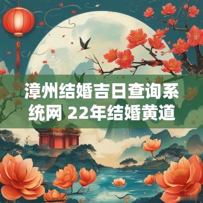 漳州结婚吉日查询系统网 22年结婚黄道吉日查询