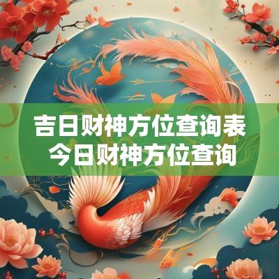 吉日财神方位查询表 今日财神方位查询表2025年10月4日