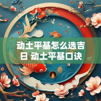 动土平基怎么选吉日 动土平基口诀