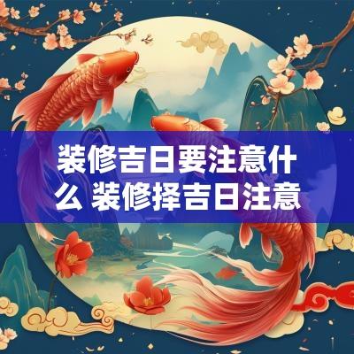 装修吉日要注意什么 装修择吉日注意