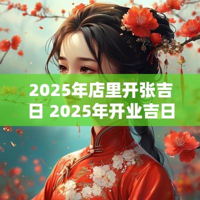 2025年店里开张吉日 2025年开业吉日