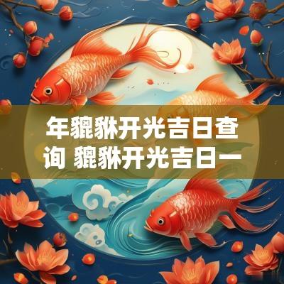 年貔貅开光吉日查询 貔貅开光吉日一览表
