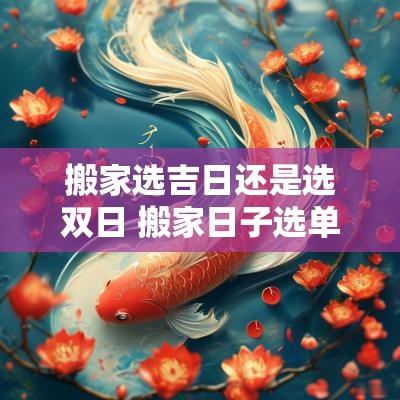 搬家选吉日还是选双日 搬家日子选单数还是双数好