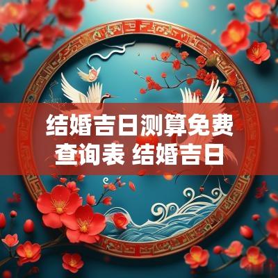 结婚吉日测算免费查询表 结婚吉日