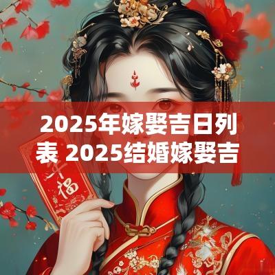 2025年嫁娶吉日列表 2025结婚嫁娶吉日
