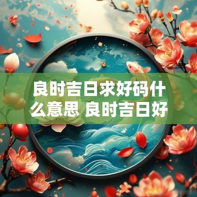 良时吉日求好码什么意思 良时吉日好求码猜一生肖