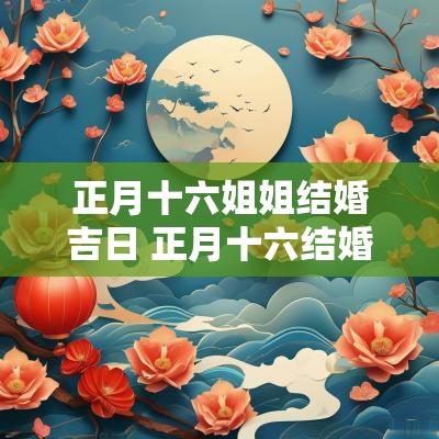 正月十六姐姐结婚吉日 正月十六结婚