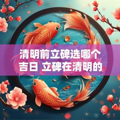 清明前立碑选哪个吉日 立碑在清明的前几天最好