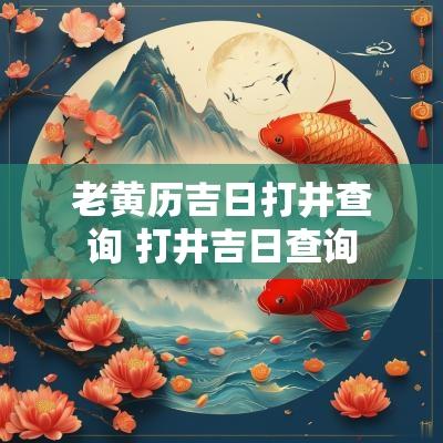 老黄历吉日打井查询 打井吉日查询