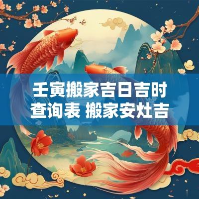 壬寅搬家吉日吉时查询表 搬家安灶吉日吉时查询