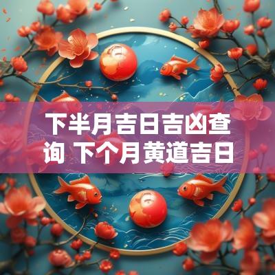 下半月吉日吉凶查询 下个月黄道吉日查询