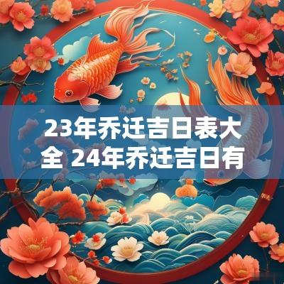 23年乔迁吉日表大全 24年乔迁吉日有哪些