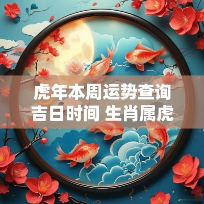 蛇年本周运势查询吉日时间 生肖属虎本周运势查询
