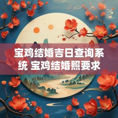 宝鸡结婚吉日查询系统 宝鸡结婚照要求