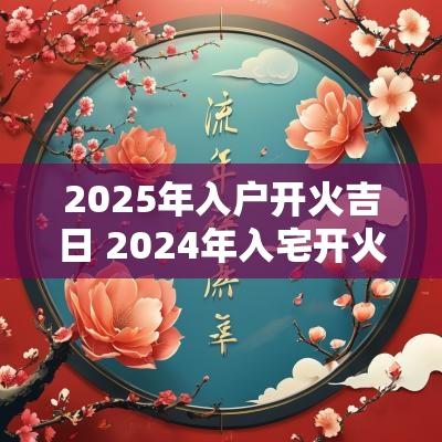 2025年入户开火吉日 2025年入宅开火黄道吉日