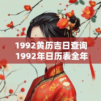 1992黄历吉日查询 1992年日历表全年查询