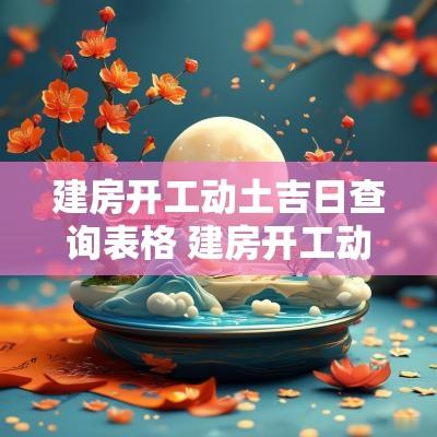 建房开工动土吉日查询表格 建房开工动土吉日查询