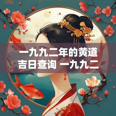 一九九二年的黄道吉日查询 一九九二年正月初九辰时