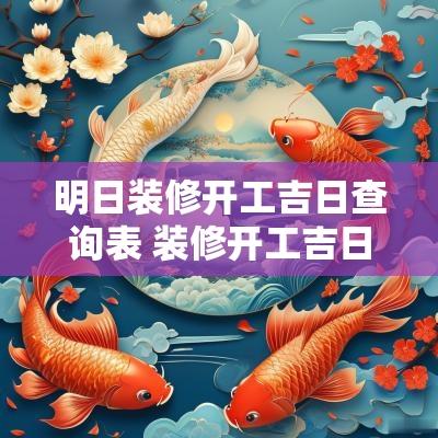 明日装修开工吉日查询表 装修开工吉日吉时查询
