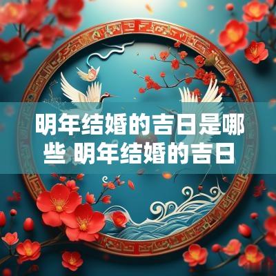 明年结婚的吉日是哪些 明年结婚的吉日是哪些生肖