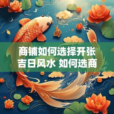 商铺如何选择开张吉日风水 如何选商铺位置风水学