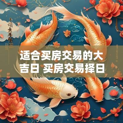 适合买房交易的大吉日 买房交易择日