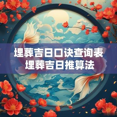 埋葬吉日口诀查询表 埋葬吉日推算法