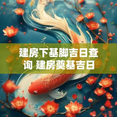 建房下基脚吉日查询 建房奠基吉日