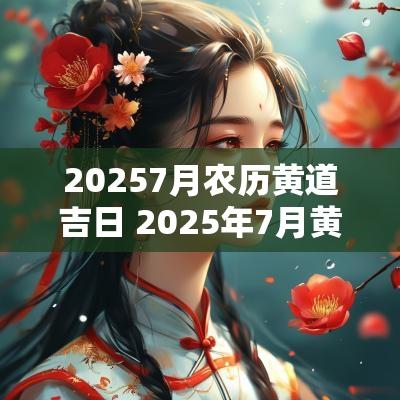 20257月农历黄道吉日 2025年7月黄道吉日