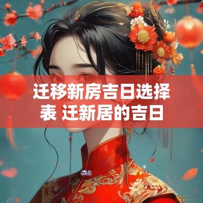 迁移新房吉日选择表 迁新居的吉日