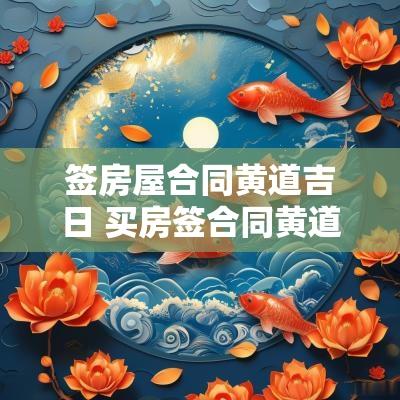 签房屋合同黄道吉日 买房签合同黄道吉日查询