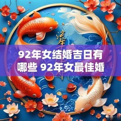 92年女结婚吉日有哪些 92年女最佳婚配表