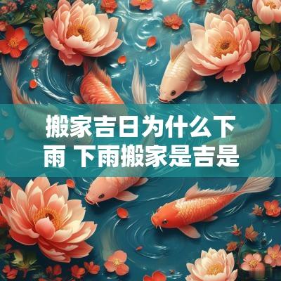 搬家吉日为什么下雨 下雨搬家是吉是凶