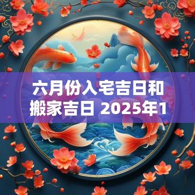 六月份入宅吉日和搬家吉日 2025年1月搬家入宅黄道吉日