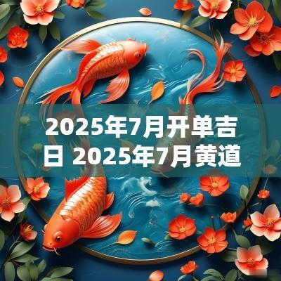 2025年7月开单吉日 2025年7月黄道吉日查询