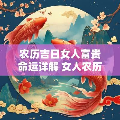 农历吉日女人富贵命运详解 女人农历几月富婆命运最好呢