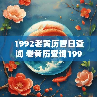 1992老黄历吉日查询 老黄历查询1992年