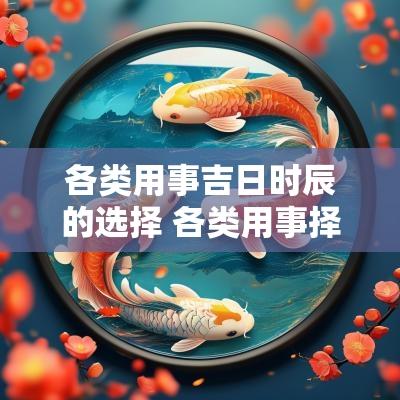 各类用事吉日时辰的选择 各类用事择日到底如何择才正确