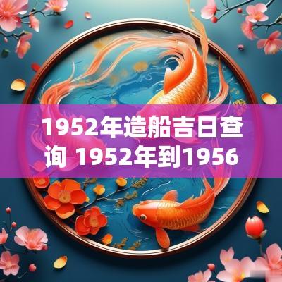 1952年造船吉日查询 1952年到1956年是什么时期