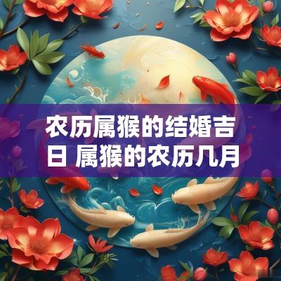 农历属猴的结婚吉日 属猴的农历几月结婚好