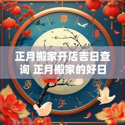正月搬家开店吉日查询 正月搬家的好日子2025