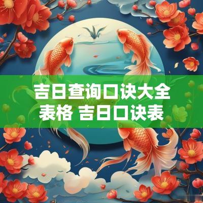 吉日查询口诀大全表格 吉日口诀表