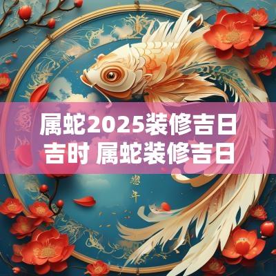 属蛇2025装修吉日吉时 属蛇装修吉日查询2025年