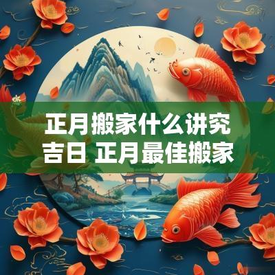 正月搬家什么讲究吉日 正月最佳搬家吉日