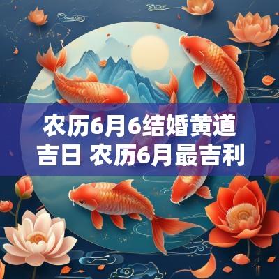 农历6月6结婚黄道吉日 农历6月最吉利的结婚吉日