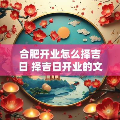 合肥开业怎么择吉日 择吉日开业的文案