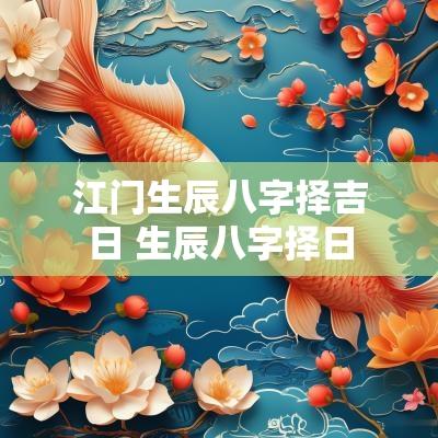 江门生辰八字择吉日 生辰八字择日