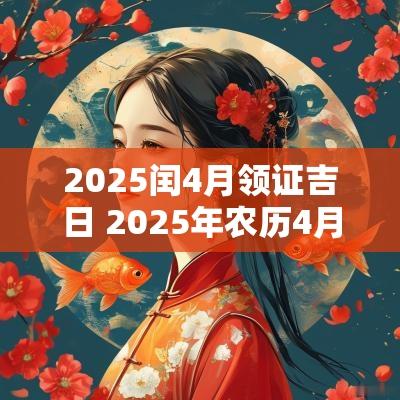 2025闰4月领证吉日 2025年农历4月黄道吉日一览表