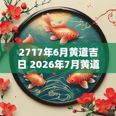 2717年6月黄道吉日 2026年7月黄道吉日